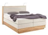 Boxspringbett HOME AFFAIRE "Cavan", beige, B:164cm L:222cm, Microfaser (100% Polyester), Komplettbetten, Boxspringbett, Eiche, inkl. Bettkasten & Topper, verschiedene Härtegrade (auch H4)
