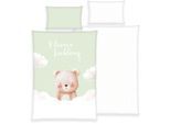 Kinderbettwäsche OTTO HOME "Kleiner Liebling in Gr. 100x135 und 135x200 cm", grün, B/L: 100cm x 135cm, 1 Stk., 1 Stk., Renforcé, B/L: 60cm x 40cm, 2 Stk., Renforcé, Obermaterial: 100% Baumwolle, Bettwäsche, Kinderbettwäsche, aus Baumwolle, mit niedlichem Bärenmotiv & Schriftzug, Babybettwäsche