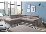 Ecksofa COTTA "Komaris L-Form, B: 249 cm", grau, B:249cm H:72cm T:100cm, Microfaser PRIMABELLE (100% Polyester);Kunstleder SOFTLUX;Feinstruktur (100% Polyester);Kunstleder SOFTLUX/Struktur (100% Polyester);NaturLEDER, Sofas, Ecksofa, mit Kopfteilverstellung, optional Bettfunktion, Bettkasten & Licht