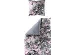 Bettwäsche BIERBAUM "Bunte Blumen in Gr. 135x200 oder 155x220 cm", bunt (grau, pink, rosa), B/L: 155cm x 220cm, 1 Stk., 1 Stk., Mako-Satin, B/L: 80cm x 80cm, 2 Stk., Mako-Satin, Obermaterial: 100% Baumwolle, Bettwäsche, Bettwäsche, Bettwäsche aus Baumwolle, geblümte Bettwäsche mit Wendeoptik