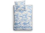 Bettwäsche KLEINE WOLKE "Onda", blau (mare), B/L: 155cm x 220cm, Mako-Satin, B/L: 80cm x 80cm, 2 Stk., Mako-Satin, Obermaterial: 100% Baumwolle, Bettwäsche, Bettwäsche, mit Wellenmotiv