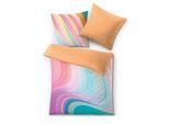 Bettwäsche KLEINE WOLKE "Vibes", bunt (multicolor), B/L: 135cm x 200cm, Mako-Satin, B/L: 80cm x 80cm, 2 Stk., Mako-Satin, Obermaterial: 100% Baumwolle, Bettwäsche, Bettwäsche, mit Digitaldruck