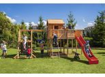 Spielturm FUNGOO "My SPACE_XL Spider+", braun (rot), Spieltürme, KinderB:505cm H:305cm T:490cm, Holz, Metall, Polyethylen, mit Schaukel & Rutsche, Klettererweiterung, Spielhaus, B:505cm H:305cm T:490cm