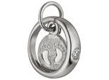 Kettenanhänger JOBO "Anhänger Taufring Babyfüße 10 mm", silber (silber 925, weiß), Schmuckanhänger, Mädchen, Silber 925 (Sterlingsilber), Kettenanhänger, 925 Silber mit Zirkonia