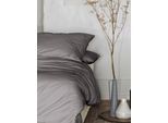 Bettwäsche IRISETTE "Premium Satin Bettwäsche Paris", grau (grafit), B/L: 135cm x 200cm, 1 Stk., 1 Stk., Mako-Satin, B/L: 80cm x 40cm, 2 Stk., Mako-Satin, Obermaterial: 100% Baumwolle, Bettwäsche, Bettwäsche, hochwertige Uni Premium Bettwäsche mit Reißverschluss, 100% Baumwolle