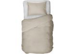 Bettwäsche KAYORI "Saya", beige (sand), B/L: 155cm x 220cm, 1 Stk., 1 Stk., Mako-Satin, B/L: 80cm x 80cm, 2 Stk., Mako-Satin, Obermaterial: 100% Baumwolle, Bettwäsche, Bettwäsche, 100% Mako Satin