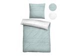 Wendebettwäsche BIBERNA "0614509", blau (ciel), B/L: 155cm x 200cm, 1 Stk., 1 Stk., Mako-Satin, B/L: 80cm x 80cm, 2 Stk., Mako-Satin, Obermaterial: 100% Baumwolle, Bettwäsche, Wendebettwäsche, feiner Glanz + weicher Griff, pflegeleicht, ganzjährig einsetzbar, RV
