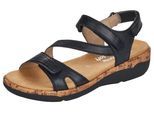 Sandale REMONTE, Damen, Gr. 43, schwarz, Leder, Schuhe Sandale, Sommerschuh, Sandalette, Keilabsatz, im sportiven Look