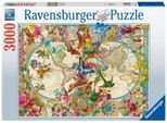 Puzzle RAVENSBURGER "Weltkarte mit Schmetterlingen", bunt, Puzzles, KinderB:98cm H:75cm, Pappe, Made in Germany, B:98cm H:75cm