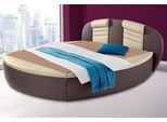 Rundbett, braun (dunkelbraun, vanille), B:220cm L:230cm, Bezug Bett: Kunstleder;Bonnell-Federkernmatratze: 51% Polypropylen, 39% Polyester, 10% Baumwolle;Kaltschaummatratze: 100% Polyester, Bezug abnehm- und waschbar bis 60C, WESTFALIA SCHLAFKOMFORT, Betten, Rundbett, mit Bettkasten