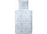 Bettwäsche PRIMERA "Eisblume", bunt (blau, grau, weiß), B/L: 135cm x 200cm, 1 Stk., 1 Stk., Flanell, B/L: 80cm x 80cm, 2 Stk., Flanell, Obermaterial: 100% Baumwolle, Bettwäsche, Bettwäsche, mit abstraktem Blumenmuster