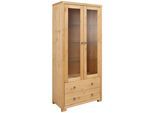 Vitrine OTTO HOME "Gotland", beige (gelaugt geölt), Schränke, Vitrine, Breite 80 cm, Höhe 178 cm, mit Glastüren, aus massiver Kiefer, FSC
