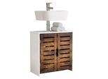 VCM Waschbeckenunterschrank, Holz Badschrank mit 2 Drehtüren, H. 60 x B. 60 x T. 29 cm, Badunterschrank Flonali