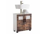 VCM Waschbeckenunterschrank, Holz Badschrank mit 2 Drehtüren, H. 60 x B. 60 x T. 29 cm, Badunterschrank Nilari