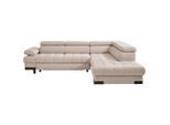 Welnova Ecksofa, Beige, Textil, Uni, Ottomane rechts, L-Form, 263x223 cm, Typenauswahl, Bettkasten erhältlich, Lederauswahl, Stoffauswahl, seitenverkehrt erhältlich, Bettfunktion erhältlich, Hocker erhältlich, Rücken echt, Wohnzimmer, Sofas & Couches, Wohnlandschaften, Ecksofas