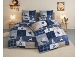 Bettwäsche OTTO HOME "Nicholas", blau, B/L: 135cm x 200cm, 1 Stk., 1 Stk., Microfaser, B/L: 80cm x 40cm, 2 Stk., Microfaser, Obermaterial: 100% Polyester, Bettwäsche, Bettwäsche, Weihnachtsbettwäsche, Winter, in 3 Qualitäten verfügbar