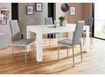 Essgruppe OTTO HOME "Lynn160/Brooke", weiß (weiß, grau), B:160cm, Sitzmöbel-Sets, Essgruppe, Tisch mit 4 Stühlen
