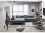 Ecksofa HOME AFFAIRE "Ancona New, wahlweise motorische Sitztiefenverstellung, auch in Cord", grau (steel), B:321cm T:216cm, 100% Polyester, Sofas, Ecksofa, feine Steppung, mit Kopfteilverstellung, 3 Zierkissen, L-Form