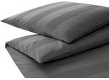 Bettwäsche ELEGANTE "En Bloc", blau (basalt), B/L: 155cm x 220cm, 1 Stk., 1 Stk., Jacquard, B/L: 80cm x 80cm, 2 Stk., Jacquard, Obermaterial: 100% Baumwolle, Bettwäsche, Bettwäsche, angenehmes Hautgefühl