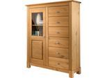Highboard OTTO HOME "Rauna", beige (naturfarben), B:102,8cm H:131cm T:37cm, Sideboards, Highboard, Vitrine, Breite 103 cm, FSC-zertifiziertes Massivholz