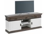 TV-Board OTTO HOME "Vinales", weiß (weiß, wengefarben), B:158cm H:65cm T:39cm, Massivholz, Sideboards, TV-Board, Breite 158 cm, mit 3 Schubladen