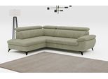 Ecksofa COTTA "Hudson L-Form, B: 256 cm", grün, B:256cm T:207cm, Sofas, Ecksofa, mit Kopfteilverstellung, optional Bettfunktion & Bettkasten