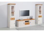 Wohnwand OTTO HOME "Selma", weiß (weiß, gebeizt), B:270cm H:180cm T:45cm, Massivholz, Kastenmöbel-Sets, Wohnwand, 2 Vitrinen und 1 Lowboard, aus massivem Kiefernholz
