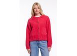 Strickjacke RINO & PELLE "BUBBLY", Damen, Gr. S (36), rot (pink punch), Web, Obermaterial: 63% Polyamid, 24% Polyester, 13% Viskose, normal hüftbedeckend, Rundhals, Strickjacken Strickjacke, mit flauschiger Optik