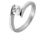 Fingerring ADELIA´S "Damen Ring aus Edelstahl mit Zirkonia" Gr. 56, silber, Fingerringe, Damen, 56, Edelstahl, Fingerring