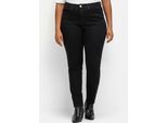 Stretch-Jeans SHEEGO, Damen, Gr. 24, Kurzgrößen, schwarz denim, 68% Baumwolle, 30% Polyester, 2% Elasthan, unifarben, lang, Jeans