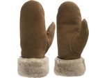 Lederhandschuhe PEARLWOOD "FIONA", Damen, Gr. 7.5, tobacco, Schafsleder, unifarben, Handschuhe, Velourleder, Fausthandschuh, warm gefüttert