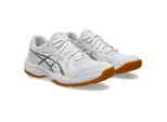 Hallenschuh ASICS "UPCOURT 6", Damen, Gr. 37,5, weiß (weiß, pure silber), Synthetik, Textil, Schuhe Hallenschuh, besonders geeignet für Handball und Volleyball