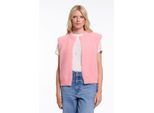 Kurzweste RINO & PELLE "ELONA", Damen, Gr. XL (42), cotton candy, Bouclé, Obermaterial: 63% Polyamid, 24% Polyester, 13% Viskose, regular fit taillenbedeckt, Westen, mit Bündchen