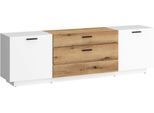 Lowboard HOME AFFAIRE "Dalano", alpinweiß, coast evoke eiche, B:175,9cm H:55,5cm T:41,6cm, Holzwerkstoff, Sideboards, Lowboard, Breite ca.176 cm