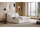 Boxspringbett COTTA "Tower inkl. Bettkasten, mit Keder in abgesetzter Farbe", beige, keder: light grau, B:201cm L:228cm, 100% POLYESTER (PES), Komplettbetten, Boxspringbett, in verschiedenen Breiten, Härtegraden und Farben erhältlich
