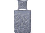 Bettwäsche PRIMERA "Mako-Satin-Bettwäsche Sky Crystal", blau (dunkelblau), B/L: 135cm x 200cm, 1 Stk., 1 Stk., Mako-Satin, B/L: 80cm x 80cm, 2 Stk., Mako-Satin, Obermaterial: 100% Baumwolle, Bettwäsche, Bettwäsche, mit abstrakten Formen