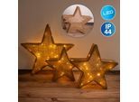 NÄVE LED Stern "Weihnachtsstern, 3er Set Deko-Weihnachtssterne, Weihnachtsdeko aussen", braun, 1, H: 48cm, 1 Stk., Leuchten, Leuchtmittelabstand: ca. 10cm, Farbe: braun, Material: Textil, Eisen, LED Stern