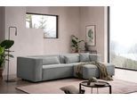 Ecksofa "PIARA mit Kedernaht, Cord, Leinenoptik o. Strukturstoff, Couch, L-Form", grau (hellgrau), B:267cm H:66cm T:167cm, 100% Polyester, LEGER HOME BY LENA GERCKE, Sofas, Ecksofa, wahlweise Ottomane rechts/links, schwarze Füße, bequemer Sitzkomfort