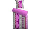 Wendebettwäsche KINZLER "Mikrofaser Wende-Bettwäsche "St. Moritz", lila, B/L: 135cm x 200cm, 1 Stk., 1 Stk., Polyester, B/L: 80cm x 80cm, 2 Stk., Polyester, Obermaterial: 100% Polyester, Bettwäsche, Wendebettwäsche, kuschlig weich