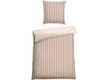 Wendebettwäsche SCHIESSER "Gwen aus weicher Baumwolle mit Streifen", beige (sand), B/L: 155cm x 220cm, 1 Stk., 1 Stk., Feinbiber, B/L: 80cm x 80cm, 2 Stk., Feinbiber, Obermaterial: 100% Baumwolle, Bettwäsche, Wendebettwäsche, Made in Green