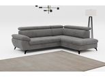 Ecksofa COTTA "Hudson L-Form, B: 256 cm", grau (mouse), B:256cm H:100cm T:207cm, Sofas, Ecksofa, mit Kopfteilverstellung, optional Bettfunktion & Bettkasten