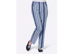 Schlupfhose CLASSIC BASICS, Damen, Gr. 24, Kurzgrößen, blau (jeansblau, gestreift), 100% Baumwolle, gemustert, gestreift, mehrfarbig, lang, Hosen Schlupfhose