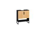 SoBuy Waschbeckenunterschrank mit 2 Türen Schwarz 60x30x70,5cm Modern