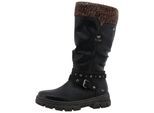 Winterstiefel MUSTANG SHOES "Tabitha", Damen, Gr. 37, Normalschaft, schwarz (schwarz, braun), Lederimitat, Textil, Schuhe Winterstiefel, Stiefel mit Zierriemchen und Blockabsatz