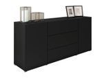 P & B Sideboard , Schwarz , Holzwerkstoff , 4 Fächer , 3 Schublade(n) Schubladen , 150x68x38.5 cm , FSC , stehend, spiegelbildliche Montage möglich , Kleinmöbel, Kommoden, Sideboards