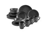 Novel Kombiservice , Schwarz , Keramik , 20-teilig , Punkte , 360 ml,610 ml , Lfgb , handgemacht , Geschirr, Geschirr-Sets, Kombiservice