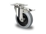 CASCOO Lenkrolle mit Totalfeststeller ø 125 mm Serie R4E2 Rollenlager Edelstahl (TIP36S0125R4E2Q0N)