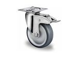 CASCOO Lenkrolle mit Totalfeststeller ø 75 mm Serie P2T2 Gleitlager Edelstahl (TAPAQS0075P2T2L0N)
