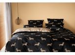 Bettwäsche ELEGANTE "Dogs", schwarz, beige, B/L: 155cm x 220cm, 1 Stk., 1 Stk., Mako-Satin, B/L: 80cm x 80cm, 2 Stk., Mako-Satin, Obermaterial: 100% Baumwolle, Bettwäsche, Bettwäsche, angenehmes Hautgefühl