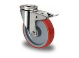 CASCOO Rückenlochlenkrolle mit Totalfeststeller ø 125 mm Serie N2U6 Rollenlager Edelstahl (BIH86S0125N2U6Q0N)